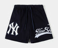 New York Yankees Living Large Fleece Mens Shorts (Navy/White)