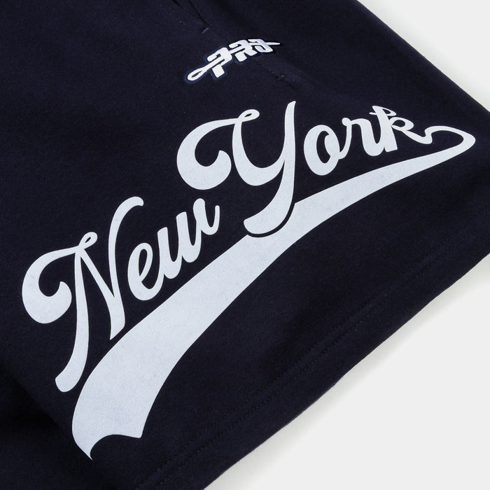 New York Yankees Living Large Fleece Mens Shorts (Navy/White)