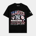 New York Yankees Victory Drop Shoulder Mens Short Sleeve Shirt (Black/Red)