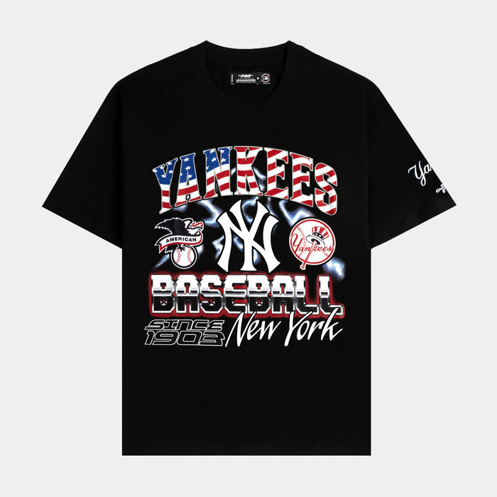 New York Yankees Victory Drop Shoulder Mens Short Sleeve Shirt (Black/Red)