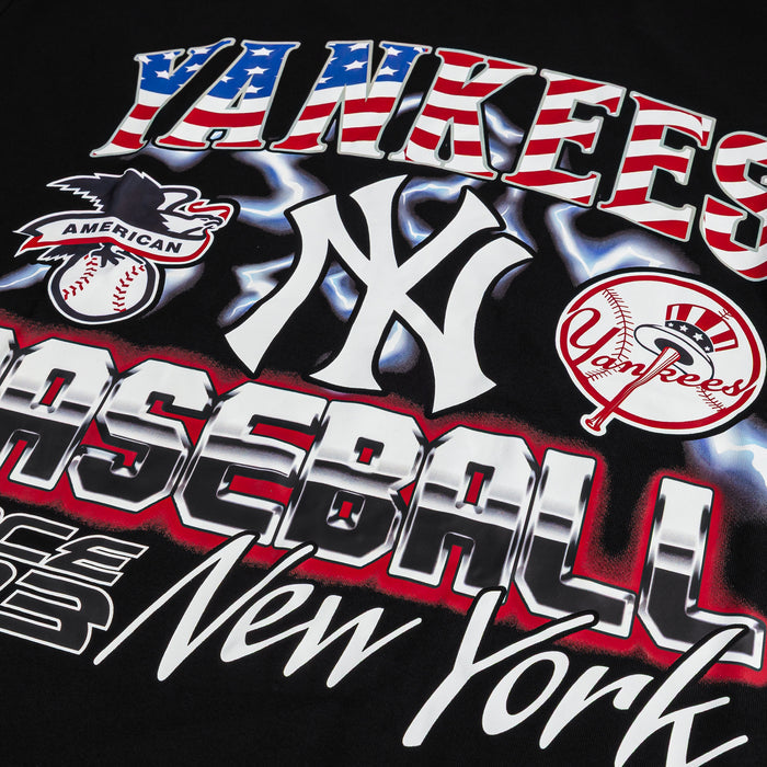 New York Yankees Victory Drop Shoulder Mens Short Sleeve Shirt (Black/Red)