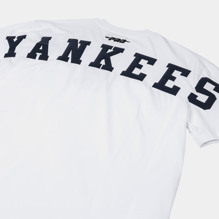 New York Yankees Wingspan Drop Shoulder Mens Short Sleeve Shirt (White/Black)