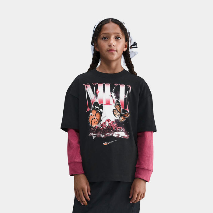 NSW Butterfly Graphic Grade School Short Sleeve Shirt (Black/Pink)