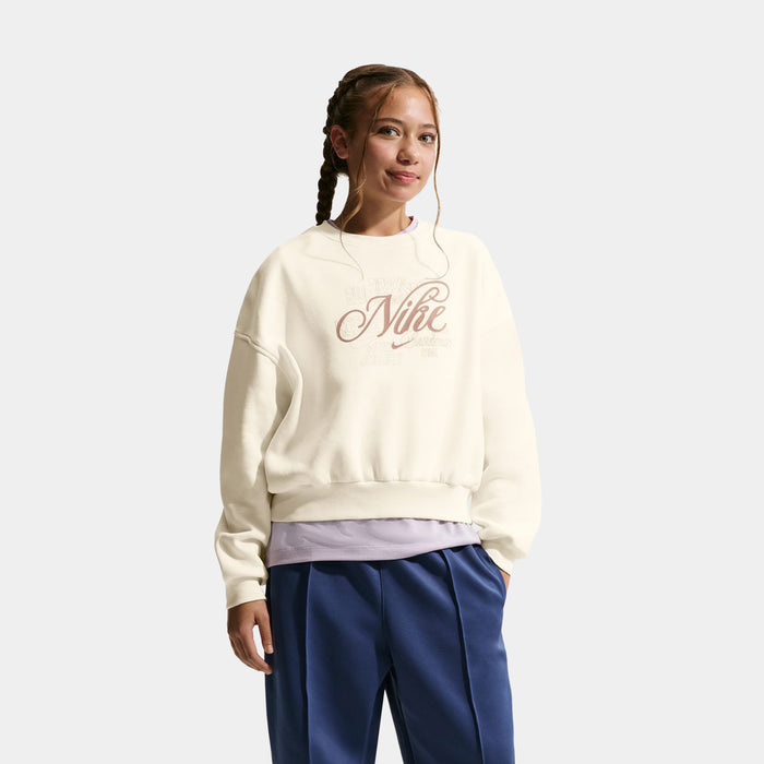 NSW Club Fleece Boxy Grade School Crewneck (Soft Pearl)