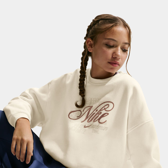 NSW Club Fleece Boxy Grade School Crewneck (Soft Pearl)