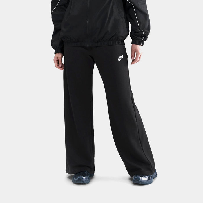 NSW Club Fleece Mid Rise Wide Leg Womens Sweatpants (Black/White)