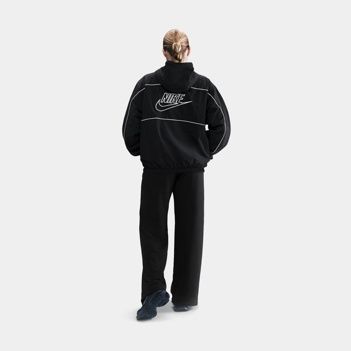 NSW Club Fleece Mid Rise Wide Leg Womens Sweatpants (Black/White)