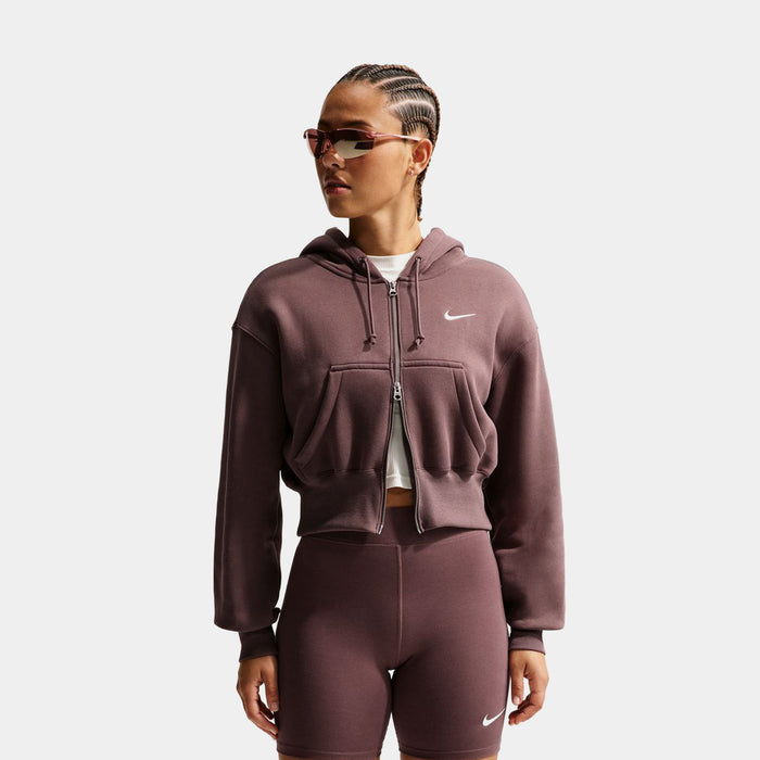 NSW Phoenix Fleece Loose Full Zip Cropped Womens Hoodie (Tattoo/Sail)
