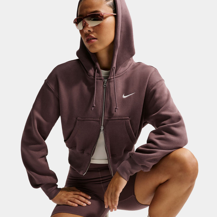 NSW Phoenix Fleece Loose Full Zip Cropped Womens Hoodie (Tattoo/Sail)