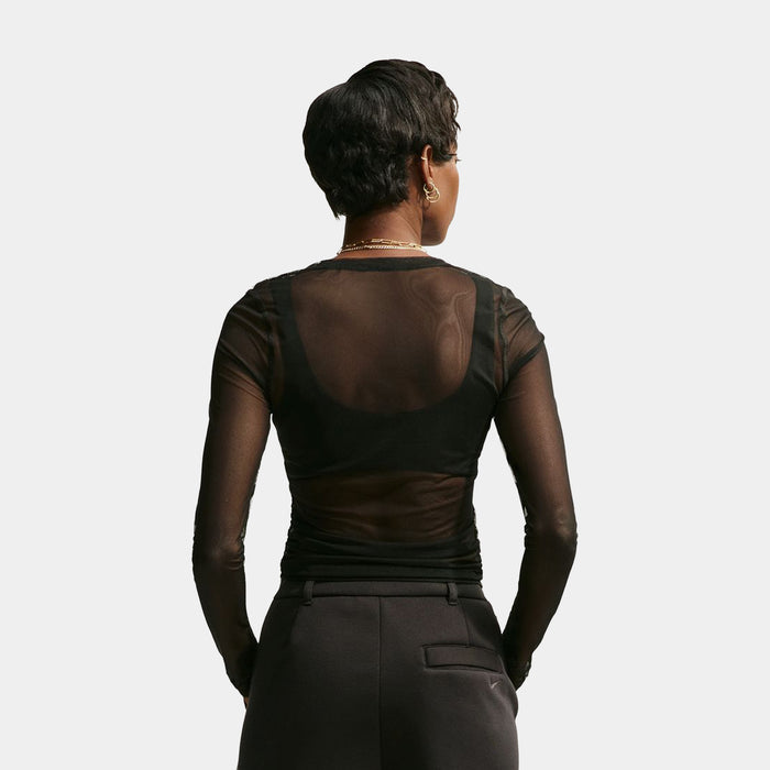 NSW Slim Sheer Womens Long Sleeve Shirt (Black/White)