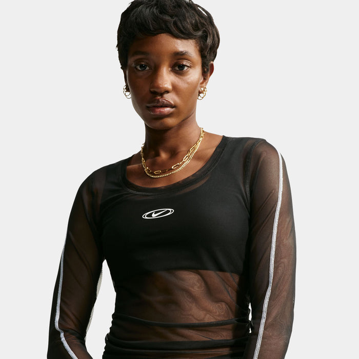 NSW Slim Sheer Womens Long Sleeve Shirt (Black/White)