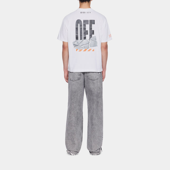 Off Active Duct Tape Mens Short Sleeve Shirt (White/Orange)