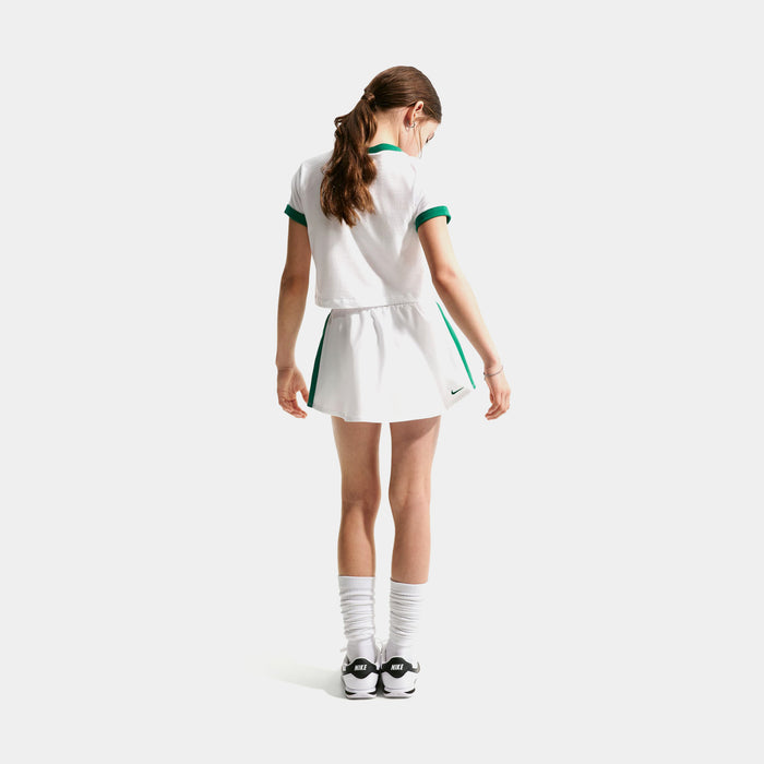 One Dri Fit High Waisted Grade School Skort (White/Malachite)