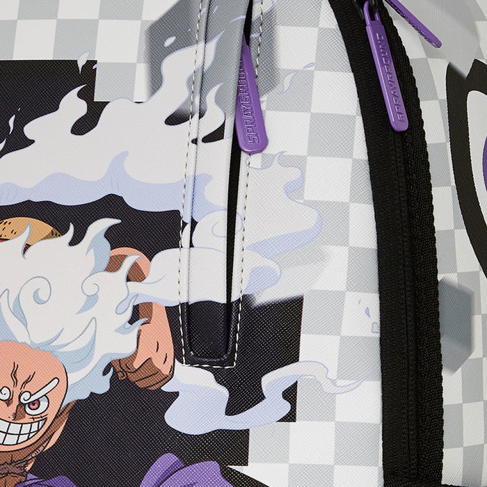 One Piece Gear 5 Luffy Checkered Smash Mens Backpack (White/Grey)