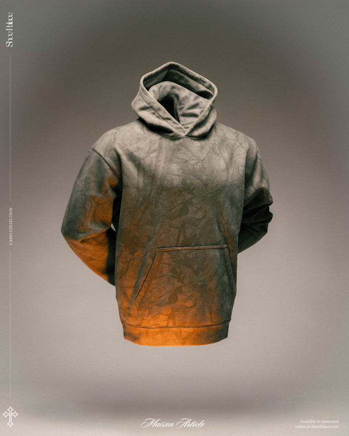 Overdyed Camo Fleece Pullover Mens Hoodie (Grey/Brown)