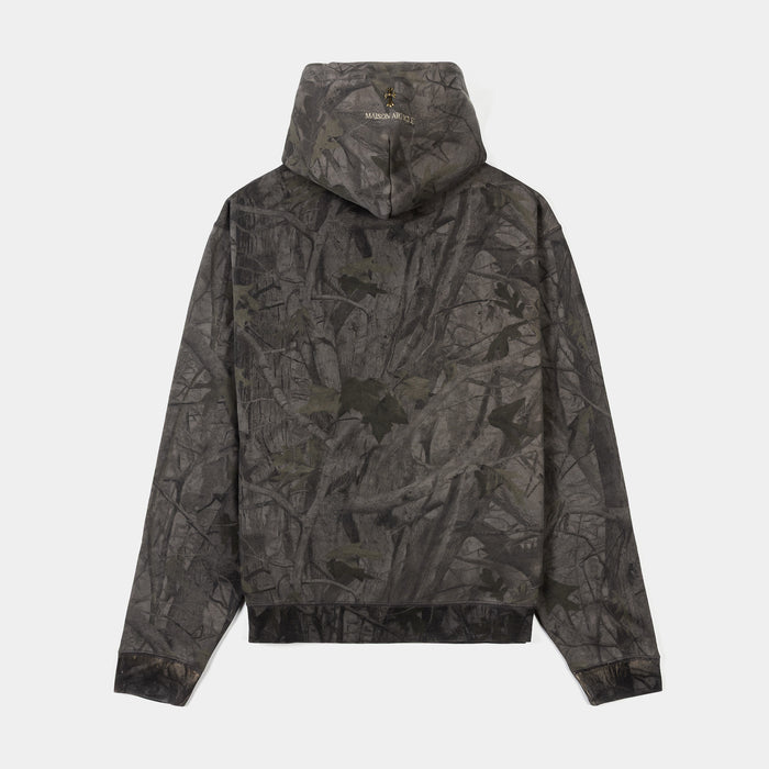 Overdyed Camo Fleece Pullover Mens Hoodie (Grey/Brown)
