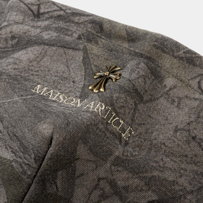 Overdyed Camo Fleece Pullover Mens Hoodie (Grey/Brown)