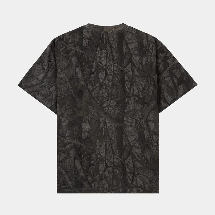 Overdyed Camo Washed Mens Short Sleeve Shirt (Grey/Brown)