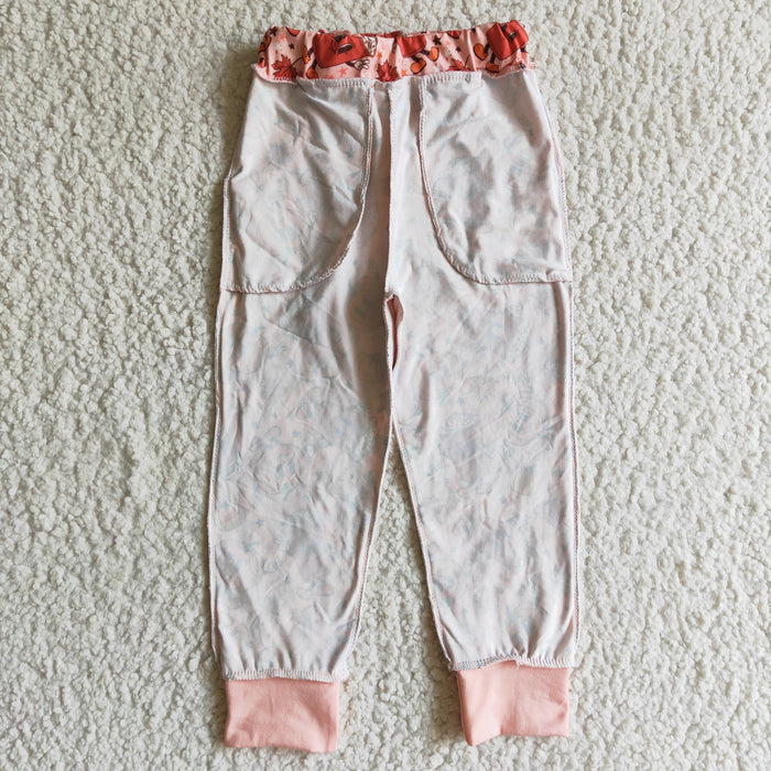 P0026 Pumpkin Leaf Girls Fall Pockets Pants
