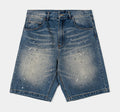 Paint Denim Washed Mens Shorts (Blue)