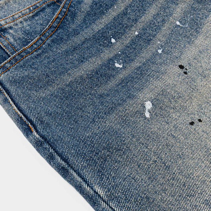 Paint Denim Washed Mens Shorts (Blue)
