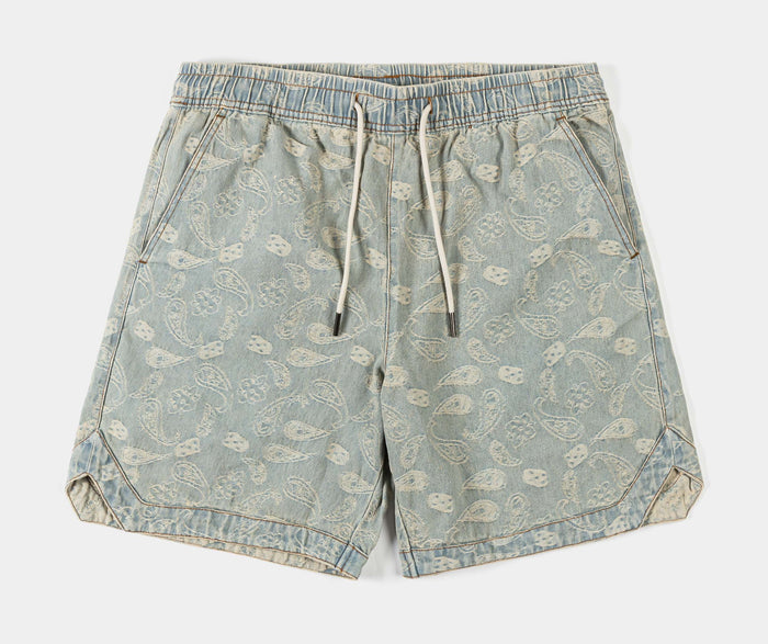 Paisley Denim Mens Shorts (Blue/White)