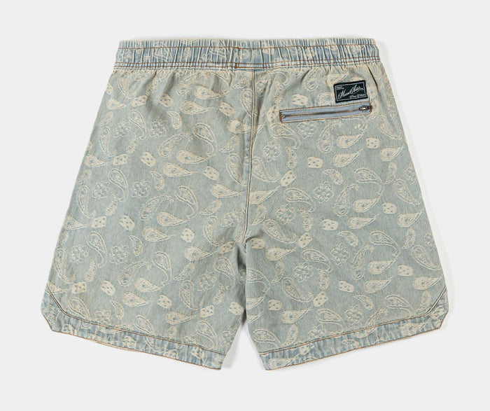 Paisley Denim Mens Shorts (Blue/White)