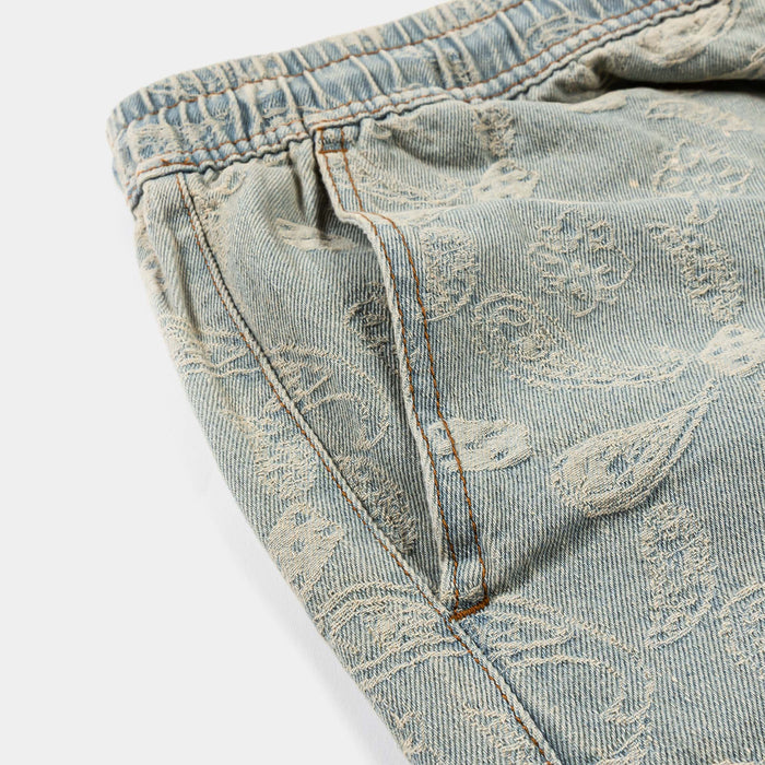 Paisley Denim Mens Shorts (Blue/White)