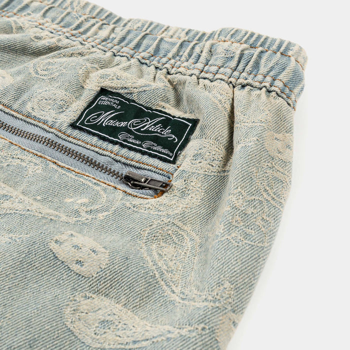 Paisley Denim Mens Shorts (Blue/White)