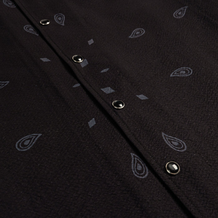 Paisley Gingham Mens Short Sleeve Shirt (Black/Grey)