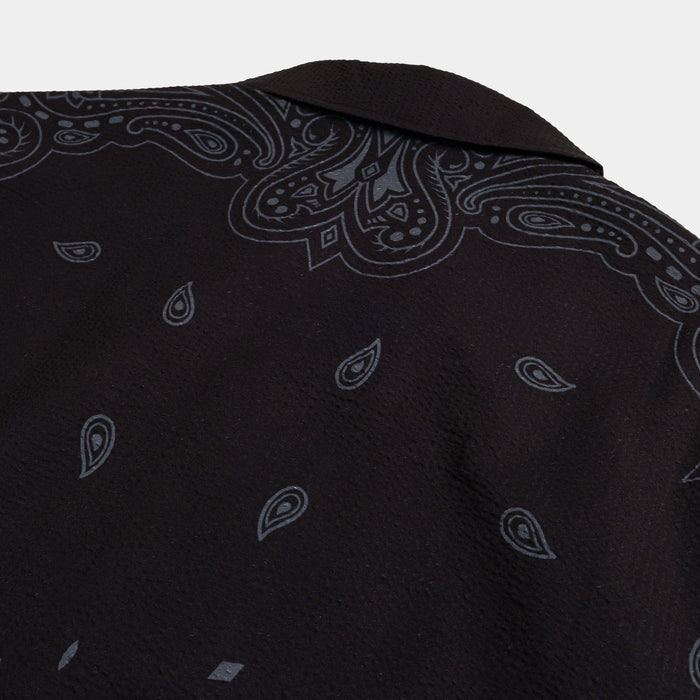 Paisley Gingham Mens Short Sleeve Shirt (Black/Grey)