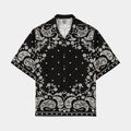 Paisley Seersucker Mens Short Sleeve Shirt (Black/White)
