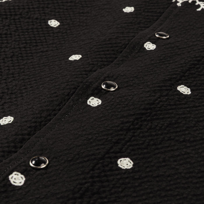 Paisley Seersucker Mens Short Sleeve Shirt (Black/White)