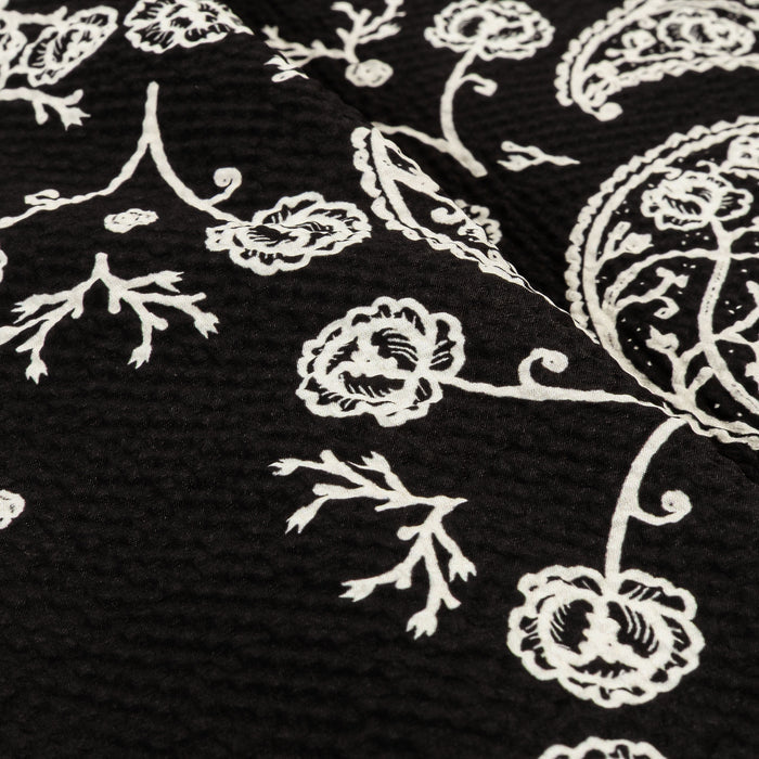 Paisley Seersucker Mens Short Sleeve Shirt (Black/White)