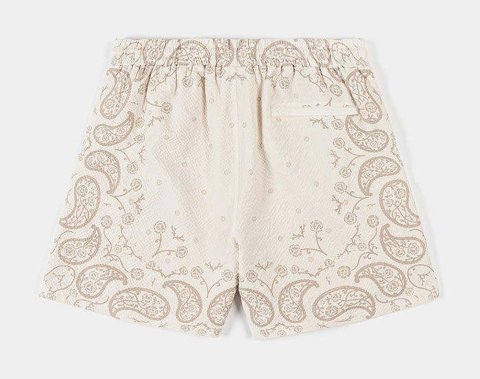 Paisley Seersucker Mens Shorts (Beige)