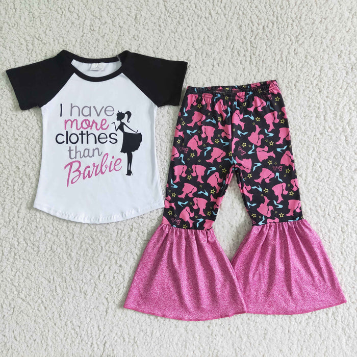 Pink BA Short sleeve bell pants girls outfits A11-10