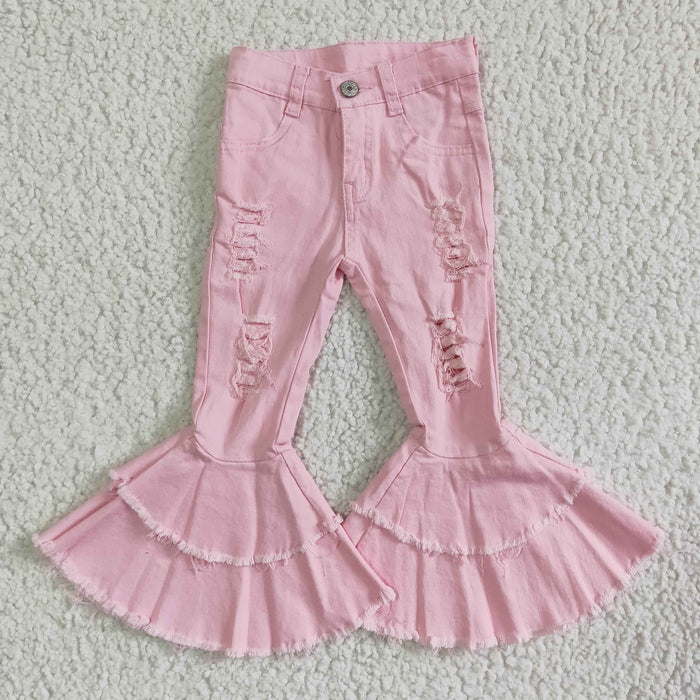 Pink denim bell bottom jeans  P0005