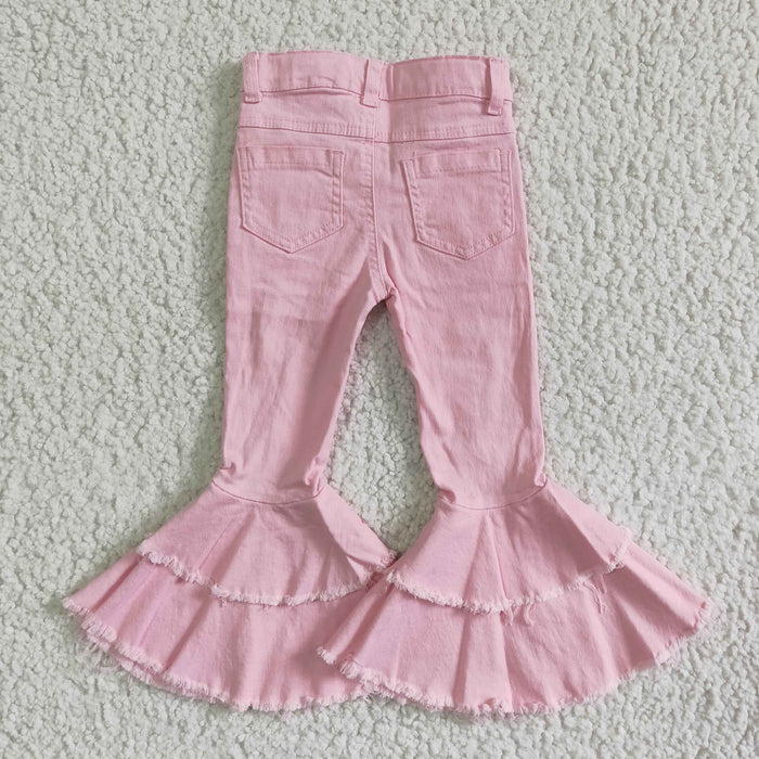 Pink denim bell bottom jeans  P0005