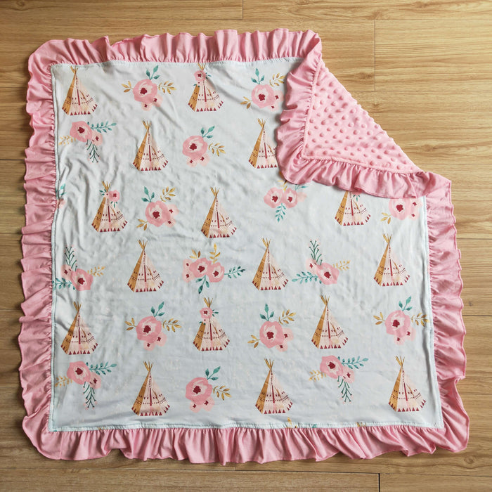 Pink flower print blanket  6 A30-5