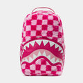 Pink Furry Checker Shark Mens Backpack (Pink/Light Pink)