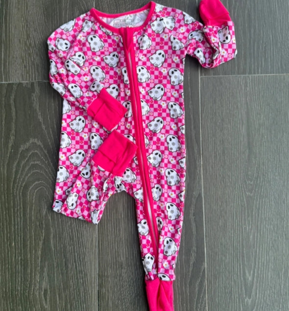 Pink Ghost Bamboo Zippy|3-6M