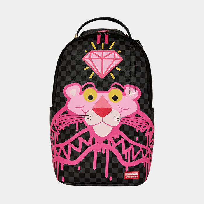 Pink Panther Drippy Diamonds Mens Backpack (Grey/Pink)