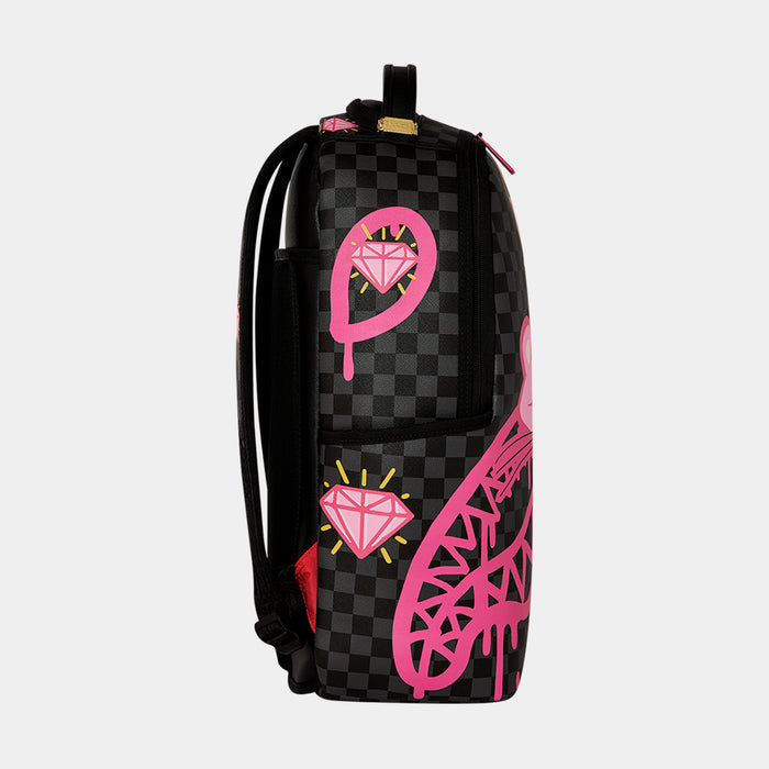 Pink Panther Drippy Diamonds Mens Backpack (Grey/Pink)