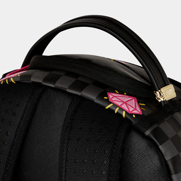 Pink Panther Drippy Diamonds Mens Backpack (Grey/Pink)