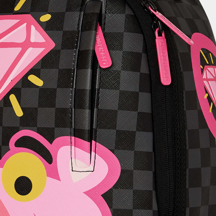 Pink Panther Drippy Diamonds Mens Backpack (Grey/Pink)