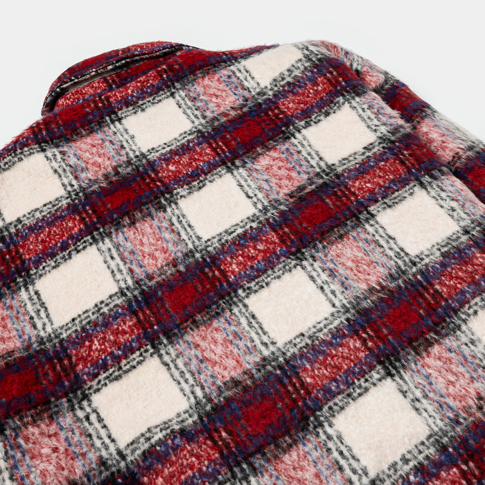 Plaid Zip-Up Flannel Mens Jacket (Red/Beige)