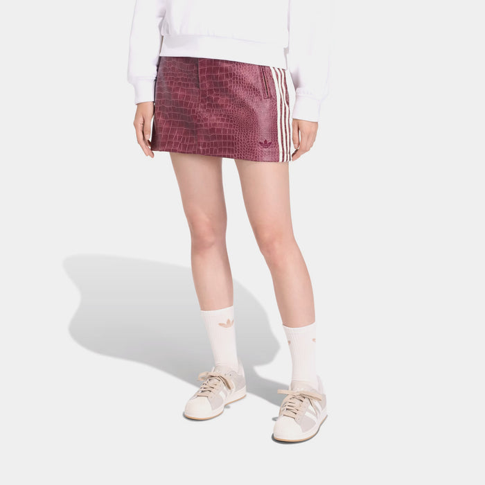 Pleather Snakeskin Mini Womens Skirt (Maroon)