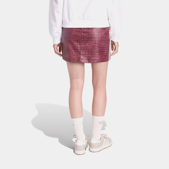 Pleather Snakeskin Mini Womens Skirt (Maroon)