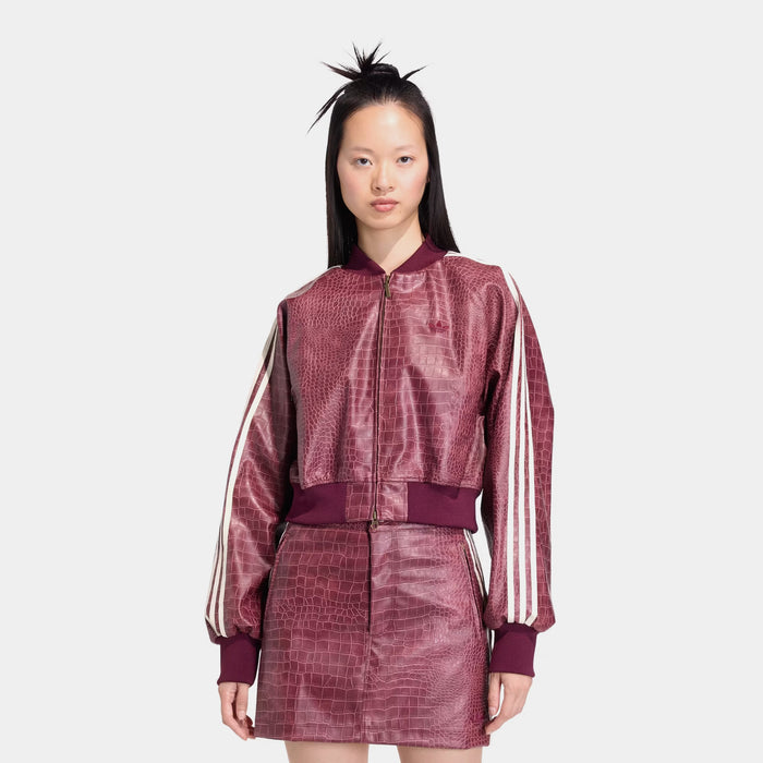 Pleather Snakeskin Womens Jacket (Maroon)