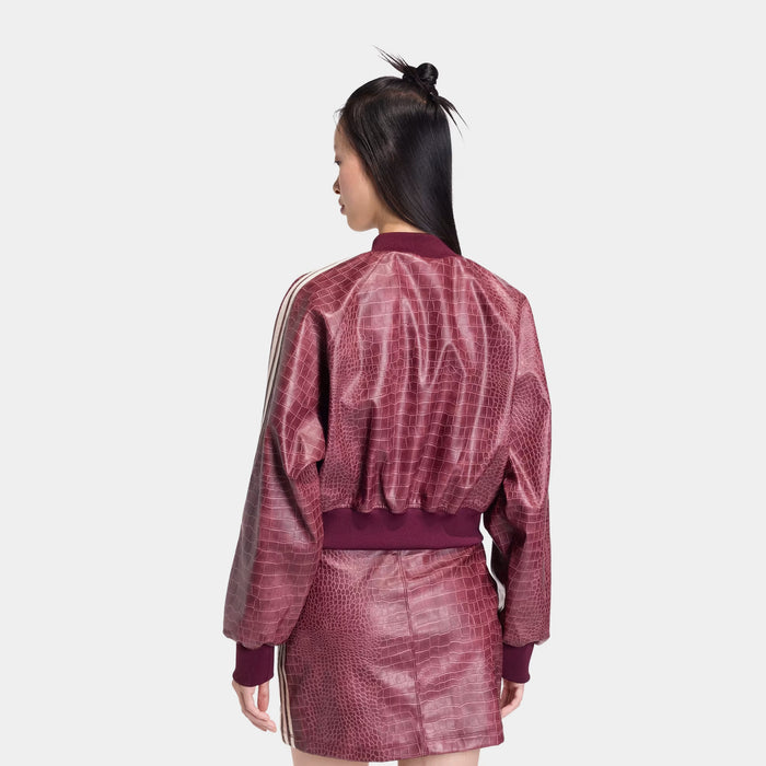 Pleather Snakeskin Womens Jacket (Maroon)